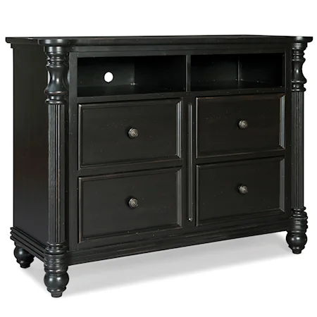 4 Drawer Media Chest with Open Storage